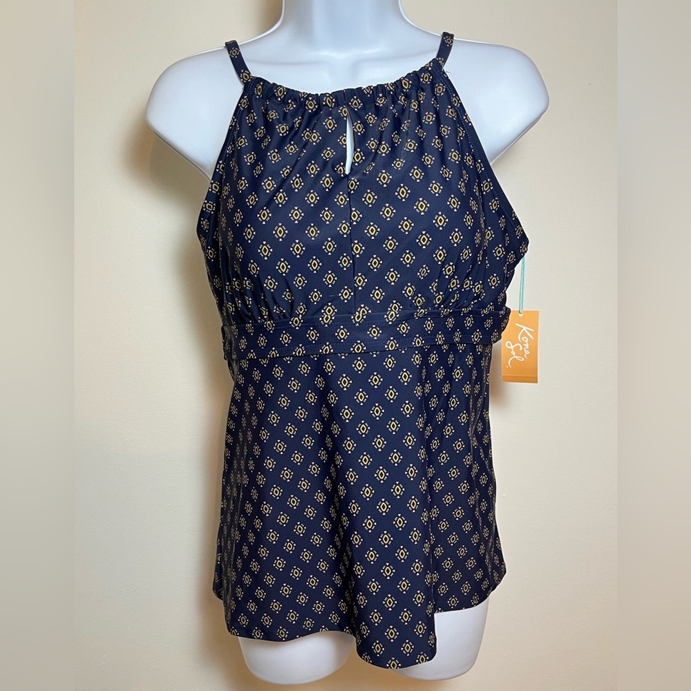 Blue, pink, and gold high-neck key hole tankini-with tags!